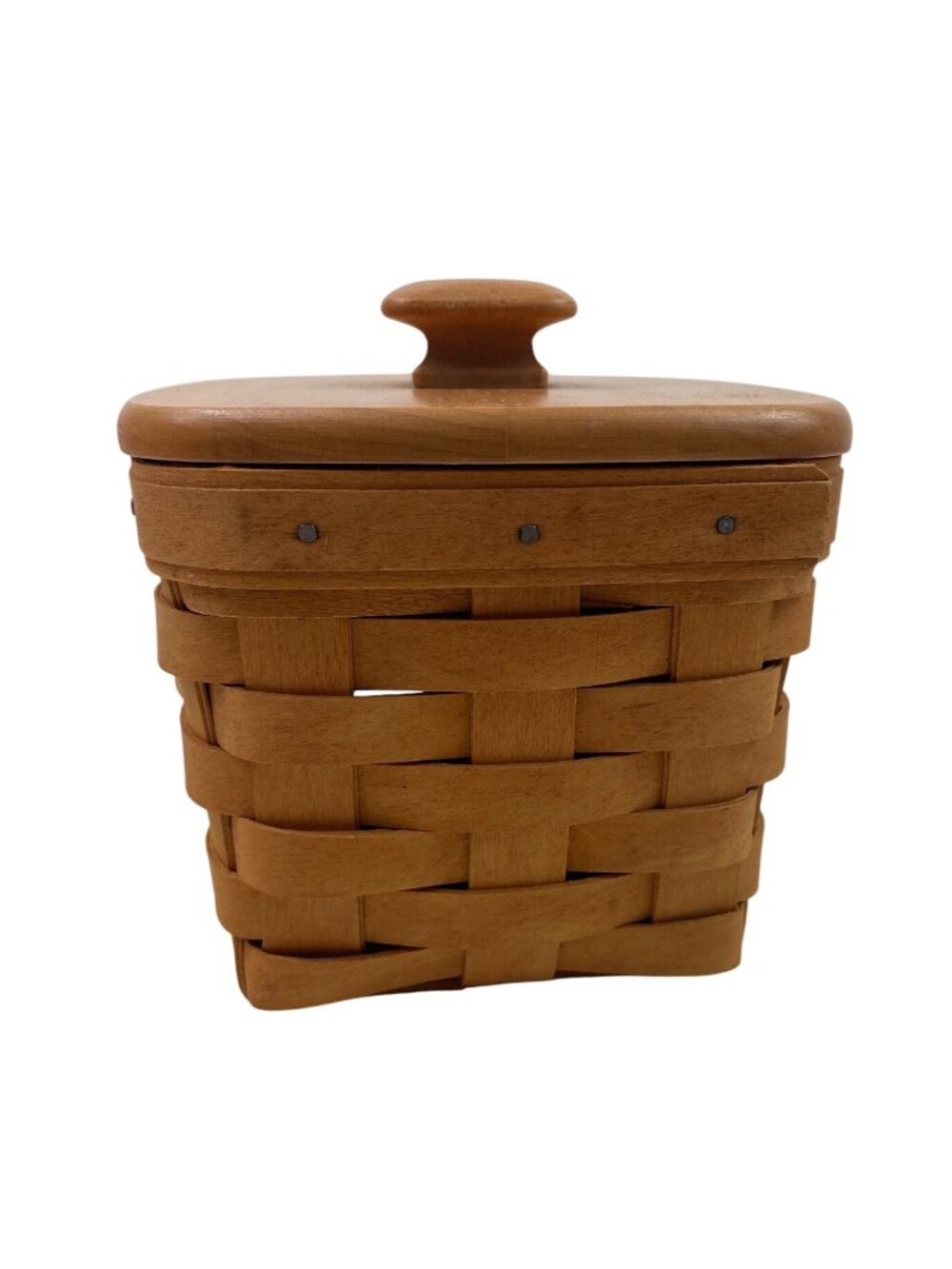 Longaberger Small 2001 Basket With Wood Lid 5" - Picture 6 of 13